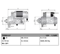 Starter motor Clockwise rotation DSN2137 DENSO