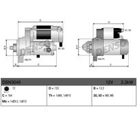 Denso Starter Motor 12V 2.3kW 12 Teeth fits Ford Volvo