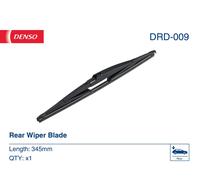 DENSO Flat Rear Window Wiper Blade DRD009-345mm - Premium All Season Replacement Wipers - Direct RR Arm - LHD/RHD