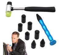 Dent Repair Kit - 250G Automotive Body Tool Set | Rubber And Metal Dent Repair Hammer With 9 Replaceable Heads | Pannea Leveling Pen