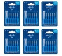 Dent Xpert Interdental Brushes 0.45mm 6 Pack, Ultra Fine Dental Brushes for Between Teeth, Teeth Cleaning Brushes for Tight Gaps, Braces, Implants, Bridges, Plaque Removal, Orange, Blue, Pack of 6