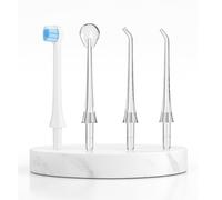 Denta-M DM14 Oral Irrigator Replacement Mouthpieces - 4 Replacement Nozzles for Water Flosser & Dental Shower - Standard Attachment, Toothbrush Attachment, Tongue Cleaning Attachment