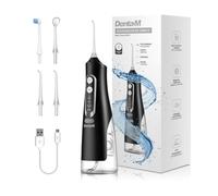 Denta-M DM14 Oral Irrigator Test Winner 2024 Electric Tooth Cleaning Wireless Oral Irrigator Water Flosser with 4 Modes, 4 Attachments, IPX7 Waterproof and 310 ml Tank Volume