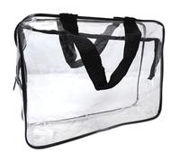 Dental Aesthetics Large Clear Plastic Zipper Bag with Handles, 29 x 22 x 9cm, PVC, Black Trim, for Travel Toiletries