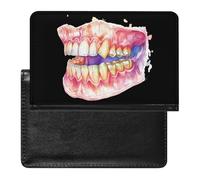 Dental Anatomy Art Print Printed Passport Holder Cover Leather Passport Wallet Slim Card Case for Travel