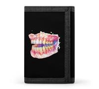 Dental Anatomy Art Print Printed Trifold Wallet for Men Funny Credit Card Holder Wallet with Id Window
