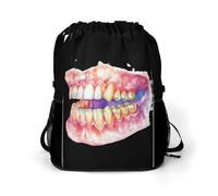 Dental Anatomy Art Print Trendy Drawstring Backpack Lightweight Gym Bag with Shoes Compartment Printed String Daypack
