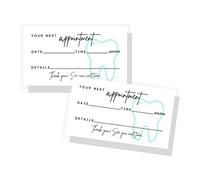 Dental Appointment Reminder Cards | 50 pack | Teeth Whitening, Dental Office, Client Reminder, Patients, Pediatric Dentist, Orthodontics, Bulk 2x3.5” Minimalist Teal Tooth