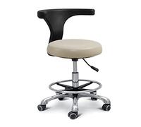 Dental Assistant Stool with 360° Rotation, Adjustable Height, Armrest, PU Leather Design for Comfort in Dental Offices