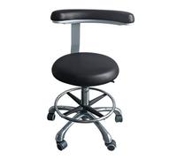 Dental Assistant Stool with Rotation and Armrest, PU Leather Saddle Design, Height Adjustable Medical Chair for Clinics and Salons