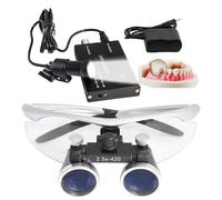 Dental Binocular Loupes, 2.5X / 3.5X Magnification Working Distance 420mm Safety Goggle, Ultra-Lightweight Dental Surgical Loupe Lab Equipment, with Wireless 5W Headlamp & Filter,Silver-2.5X