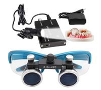 Dental Binocular Loupes, 2.5X / 3.5X Magnification Working Distance 420mm Safety Goggle, Ultra-lightweight Dental Surgical Loupe Lab Equipment, With Wireless 5W Headlamp & Filter Blue-2.5X