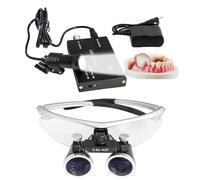 Dental Binocular Loupes, 2.5X / 3.5X Magnification Working Distance 420mm Safety Goggle, Ultra-Lightweight Dental Surgical Loupe Lab Equipment, with Wireless 5W Headlamp & Filter,Silver-3.5X