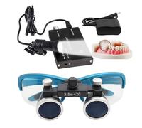 Dental Binocular Loupes, 2.5X / 3.5X Magnification Working Distance 420mm Safety Goggle, Ultra-Lightweight Dental Surgical Loupe Lab Equipment, with Wireless 5W Headlamp & Filter,Blue-3.5X