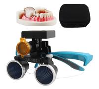 Dental Binocular Loupes, 2.5X/3.5X Magnifying Glass with 5W Stereo Headlight, Dental Surgical Loupe, Dental Lab Medical Loupes,Working Distance: 320-420 mm, 4 Levels Adjustable Brightness,Blue-2.5X