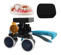 Dental Binocular Loupes, 2.5X/3.5X Magnifying Glass with 5W Stereo Headlight, Dental Surgical Loupe, Dental Lab Medical Loupes,Working Distance: 320-420 mm, 4 Levels Adjustable Brightness,Blue-3.5X