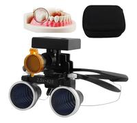 Dental Binocular Loupes, 2.5X/3.5X Magnifying Glass with 5W Stereo Headlight, Dental Surgical Loupe, Dental Lab Medical Loupes,Working Distance: 320-420 mm, 4 Levels Adjustable Brightness Black-2.5X