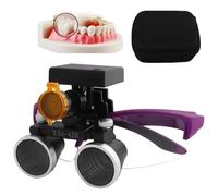 Dental Binocular Loupes, 2.5X/3.5X Magnifying Glass with 5W Stereo Headlight, Dental Surgical Loupe, Dental Lab Medical Loupes,Working Distance: 320-420 mm, 4 Levels Adjustable Brightness Purple-3.5X