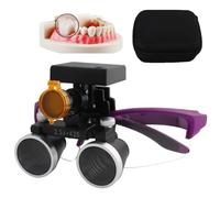 Dental Binocular Loupes, 2.5X/3.5X Magnifying Glass with 5W Stereo Headlight, Dental Surgical Loupe, Dental Lab Medical Loupes,Working Distance: 320-420 mm, 4 Levels Adjustable Brightness Purple-2.5X