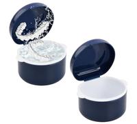 Dental Bite Holder, 2 Pcs Portable Retainer Box, Retainer Denture Case, Orthodontic Dental Appliance Case, Invisible Braces Storage Box with Basket for Braces, Retainers, Gum Shields