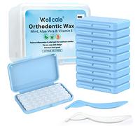 Dental Braces Wax - Premium 50 Precut Orthodontic Wax Strips 350+ Dots, Blue Cases, w/Storage Box & 2 Applicator Tools, Food-Grade Dental Wax for Braces - Stick Better (Mint+Aloe Vera +Vitamin E)