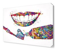 Dental Care Watercolor Canvas Wall Art Print Tooth Medical Art Toothbrush Dental Clinic Decor Gift Dentist Dentistry Office Living Room Bedroom Home Decor 80x120cm(31.5x47.2inch) Frameless
