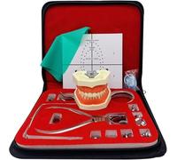 Dental Endodontic Rubber Dam Kit Dam Perforator Puncher Rubber Dam Punch Board Practice Tool Set With Teeth Model Floss Positioning Plate for Dental Oral Practitioner Exam