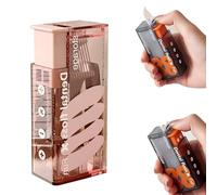 Dental Floss Box, Automatically Pop-Up Dental Floss Dispenser with 10 Floss Picks, Portable Toothpick Storage Box, Transparent Travel Hygienic Toothpick Tube (Pink)