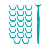 Dental Floss Clean Dental Flossers Kit, Kit of Handle Plus 20Pcs Refillable Disposable Flossers Heads, Suitable for Daily Care/Clean on Tooth (Green)