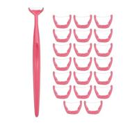 Dental Floss Clean Dental Flossers Kit, Kit of Handle Plus 20Pcs Refillable Disposable Flossers Heads, Suitable for Daily Care/Clean on Tooth (Pink)