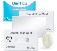 Dental Floss Deep Clean Waxed Floss in a Credit Card with Mirror,Perfect for People with Tight & Small Gaps Between Teeth Slides Smoothly & Easily,PFAS Free | Mint Flavored,40m,3 Pack(About 131Yards)