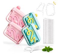 Dental Floss Holder Portable Case - Floss Dispenser Automatic Pop-up Design, Compact Travel Floss Organizer with Sealed Dustproof Lid, Reusable Toothpick Container for Home, Hotel (4PCS)