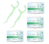Dental Floss Picks,200 Pcs Dental Floss Sticks Extra Strong Flosser 2 in 1 Toothpick Disposable Picks Portable Dental Stick for Teeth Cleaning(Mint)