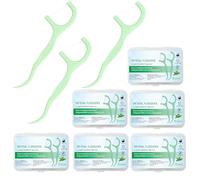 Dental Floss Picks,300 Pcs Dental Floss Sticks Extra Strong Flosser 2 in 1 Dental Toothpicks Disposable Picks Portable Stick for Teeth Cleaning(Mint)