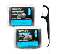 Dental Floss Picks, 400 Count Floss Dispenser Refill - Bamboo Charcoal Floss, Travel Friendly, Oral Care by SelectShen™ (Black, Refill Box 2pk)