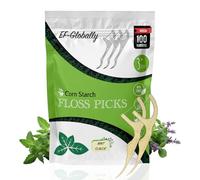 Dental Floss Picks Biodegradable - Eco Friendly & Socially Responsible - Ultra Sturdy Thread and Easy to Use (100 Nos, Mint Flavoured)