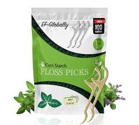 Dental Floss Picks Biodegradable - Eco Friendly & Socially Responsible - Ultra Sturdy Thread and Easy to Use (100 Nos, Mint Flavoured)