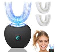 Dental Glow One - 30s Quick and Gentle Clean, 48000 Vibrations per Minute, 360° Thorough Cleaning, Smart Charging Dock,Compact and Easy to Use, Home & Travel Friendly, Long Battery Life, Ipx7 (Black)