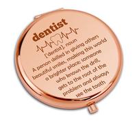 Dental Hygienist Gift Graduation Gift Compact Pocket Makeup Mirror Dentist Gifts for Assistant Dental Hygienists Week Christmas Birthday Retirement Gifts for Friends Colleague Rose Gold Makeup Mirror