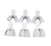 Dental Impression Trays, 6Pcs Stainless Steel Autoclavable Upper & Lower Tooth Impression Tray, Small Medium Large 3 Size Teeth Perforated Impression Mold Kit