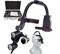 Dental Loupe Head-Mounted Binocular Magnifier with LED Light, Adjustable Angle, 2.5X Magnification for Laboratory and Dental Use