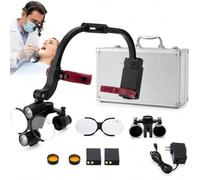 Dental Loupes with Light, 2.5X/3.5X 420mm Binocular Dental Loupe Magnifier with LED Headlight, Rechargeable Batteries, Adjustable Head-Mounted Glasses for Dentist, Lab, Jewelry, Hobby(3.5X)