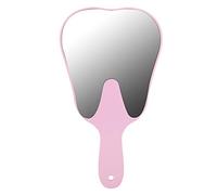Dental Mirror, Tooth Shaped Mirror Cute Handle Dental Mirror Hand Mirror Dental Accessory(Pink)