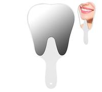 Dental Mirror,Tooth Shaped Mirrors Cute Design Handle Hand Mirror Portable Dental Accessory for Women Men & Kids(White)