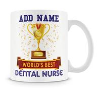 Dental Nurse Mug - Worlds Best Mug Gift - Customise with Name - Blue