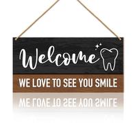 Dental Office Welcome Wooden Sign Wall Decor, Dentist Welcome Wood Hanging Sign Decoration, Dentist Gifts for Women Men, Dental Hygienist Gifts, We Love to See You Smile