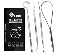 Dental Oral Hygiene Care Kit with Mirror - Stainless Steel Personal Care Set Tools - Teeth Cleaning Accessories for Daily Hygiene with Tongue Scraper (4 PCS)