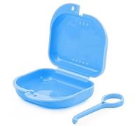 Dental Orthodontic Mouthguard Case Retainer Container with Invisible Braces Removal Tool, Denture Holder Case for Storage Mouth Guard, Invisable Aligner, False Teeth - Blue
