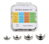 Dental Sectional Matrix System Set M4 Matrix Bands Contoured Matrices Clip Ring Matrix Bands Dentist Tools 4 Type 100Pcs（3.5-6.5mm）