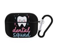 Dental Squad Wireless Bluetooth Earbud Case Compatible with Airpods Pro Earphone Cover Pouch with Stainless Steel Carabiner